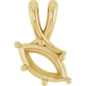 14K Yellow Gold 9.5x5 mm Marquise Pendant Mounting – image 2