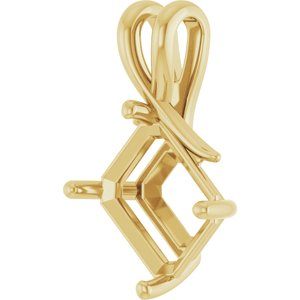 14K Yellow Gold 12x10 mm Emerald Pendant Mounting – image 4