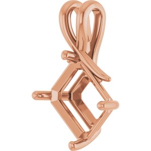10K Rose Gold 12x10 mm Emerald Pendant Mounting – image 4