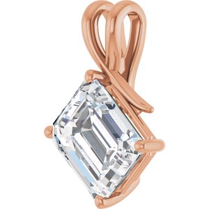 10K Rose Gold 12x10 mm Emerald Pendant Mounting – image 3