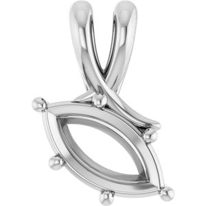 10K White Gold 10.5x5.5 mm Marquise Pendant Mounting – image 2