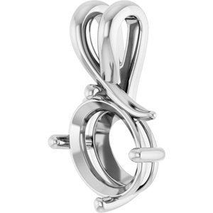 14K White Gold 10x8 mm Oval Pendant Mounting – image 4