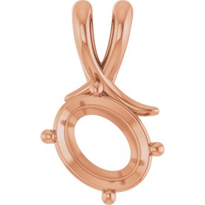 10K Rose Gold 10x8 mm Oval Pendant Mounting – image 2