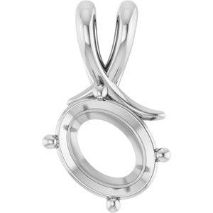 14K X1 White Gold 10x8 mm Oval Pendant Mounting – image 2