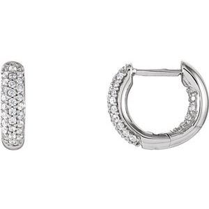 Sterling Silver Imitation White Cubic Zirconia Inside-Outside 14.25 mm Hoop Earrings – image 3