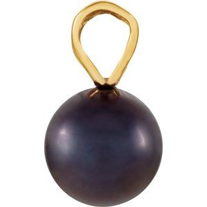 14K Yellow Gold Cultured Black Akoya Pearl Pendant