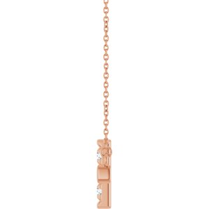 14K Rose Gold 1/2 CTW Natural Diamond Sideways Cross 18" Necklace