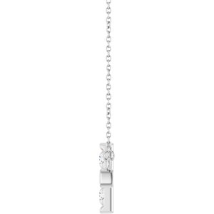 14K White Gold 1/2 CTW Lab-Grown Diamond Sideways Cross 18" Necklace