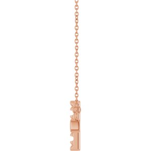 14K Rose Gold 2.8 mm Round Accented Sideways Cross 18" Necklace – image 6