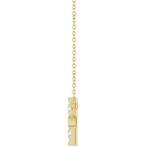 14K Yellow Gold 1/2 CTW Lab-Grown Diamond Sideways Cross 18" Necklace