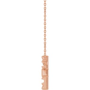 14K Rose Gold 3.2 mm Round Accented Sideways Cross 18" Necklace – image 6