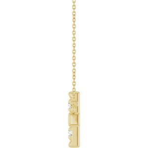 14K Yellow Gold 3.2 mm Round Accented Sideways Cross 18" Necklace – image 5
