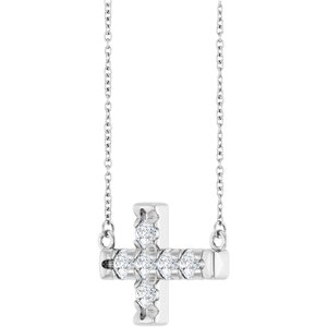 Platinum 3/4 CTW Lab-Grown Diamond Sideways Cross 18" Necklace – image 2