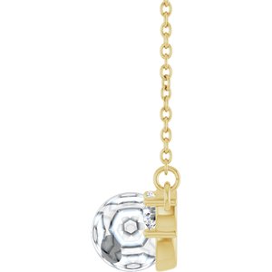 14K Yellow Gold 1/5 CTW Lab-Grown Diamond Semi-Set 18" Necklace for 6 mm Pearl – image 5
