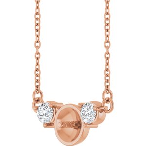 14K Rose Gold 1/5 CTW Natural Diamond Semi-Set 18" Necklace for 6 mm Pearl – image 4