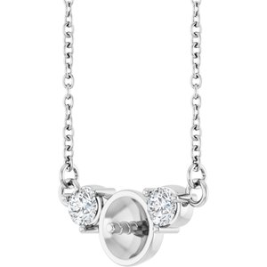 Sterling Silver 1/5 CTW Natural Diamond Semi-Set 18" Necklace for 6 mm Pearl – image 4
