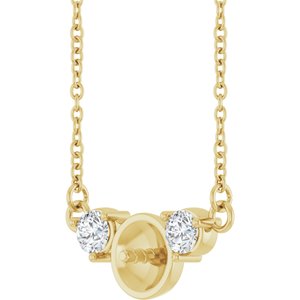 14K Yellow Gold 1/5 CTW Natural Diamond Semi-Set 18" Necklace for 6 mm Pearl – image 4