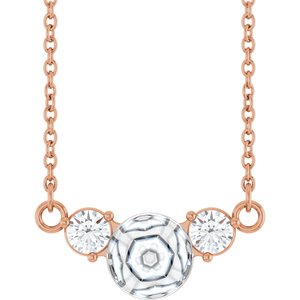 14K Rose Gold 1/5 CTW Natural Diamond Semi-Set 18" Necklace for 6 mm Pearl