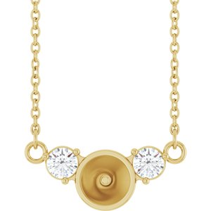 10K Yellow Gold 1/5 CTW Lab-Grown Diamond Semi-Set 18" Necklace for 6 mm Pearl – image 2