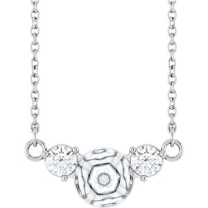 Platinum 1/5 CTW Natural Diamond Semi-Set 18" Necklace for 6 mm Pearl