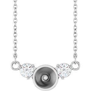 Sterling Silver 1/5 CTW Natural Diamond Semi-Set 18" Necklace for 6 mm Pearl – image 2