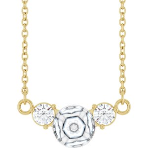 14K Yellow Gold 1/5 CTW Natural Diamond Semi-Set 18" Necklace for 6 mm Pearl