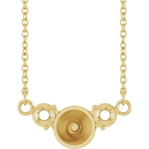 14K Yellow Gold Accented 18" Necklace Mounting for 6 mm Pearl – image 2