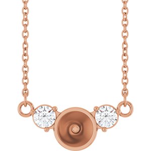 14K Rose Gold 1/5 CTW Lab-Grown Diamond Semi-Set 18" Necklace for 6 mm Pearl – image 2