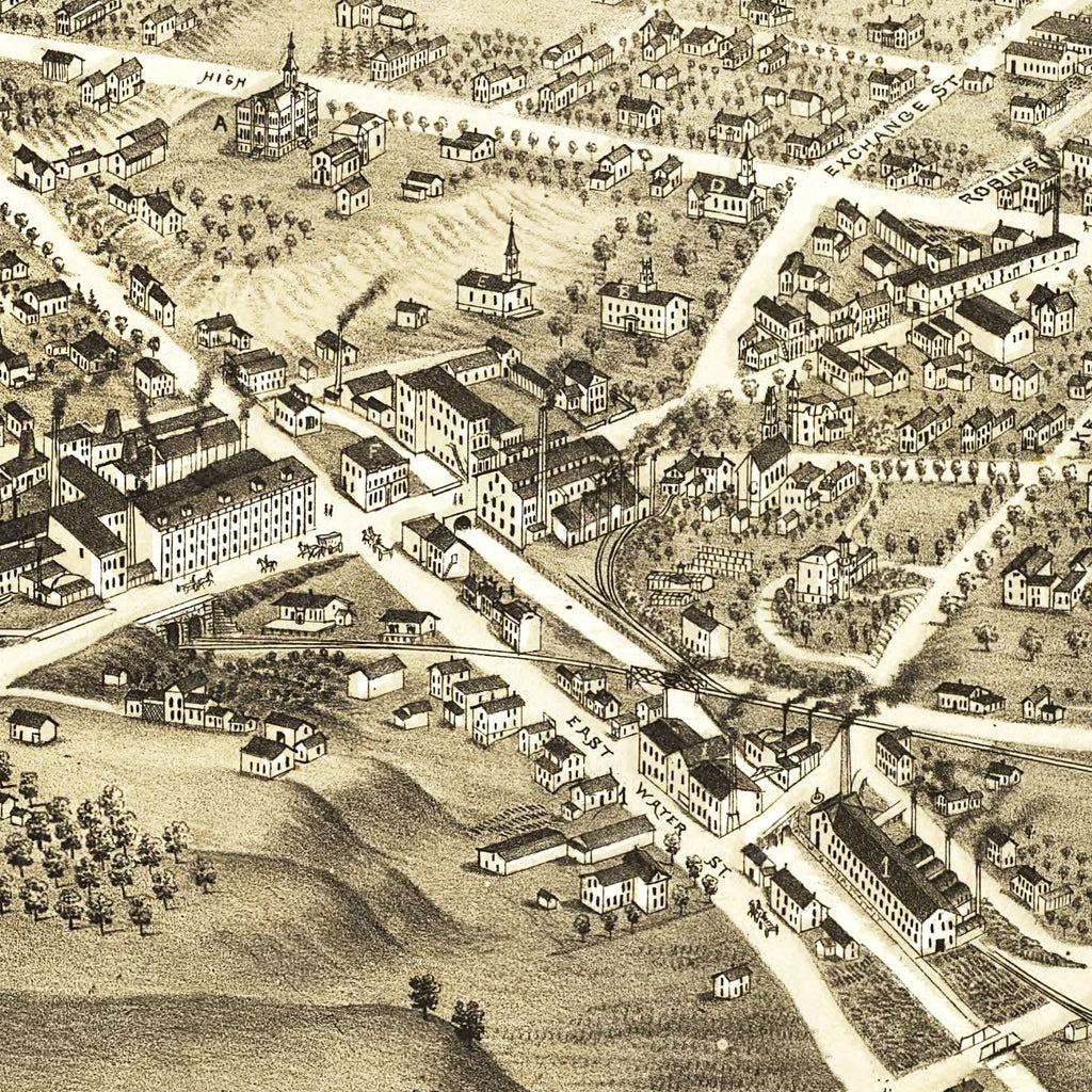 Vintage Map of Akron, Ohio 1882