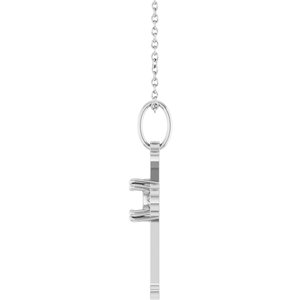 14K White Gold 5.2 mm Round Accented Cross 18" Necklace Mounting – image 6