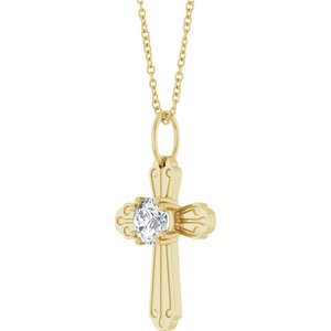 14K Yellow Gold 1/2 CT Lab-Grown Diamond Cross 18" Necklace – image 2