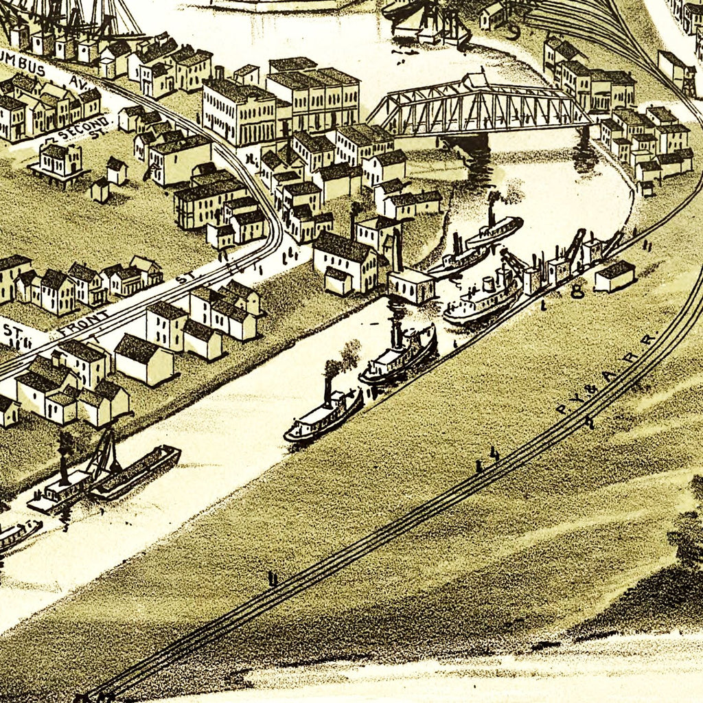 Vintage Map of Ashtabula Harbor, Ohio 1896