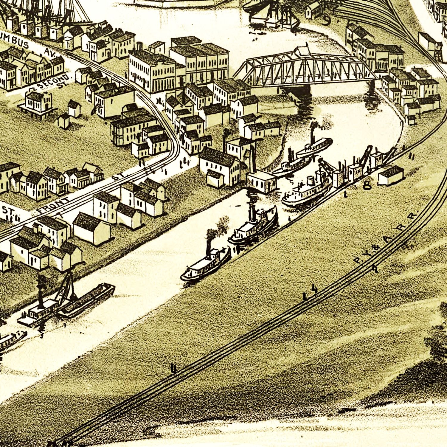 Vintage Map of Ashtabula Harbor, Ohio 1896