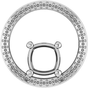 Platinum 7x7 mm Cushion Pendant Mounting – image 2