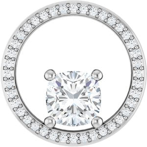 Platinum 7x7 mm Cushion Pendant Mounting