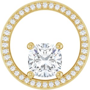 14K Yellow Gold 7x7 mm Cushion Pendant Mounting