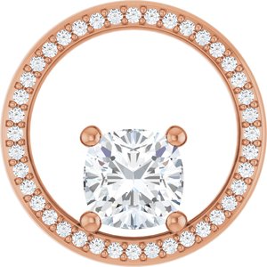 14K Rose Gold 7x7 mm Cushion Pendant Mounting