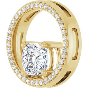 18K Yellow Gold 7x7 mm Cushion Pendant Mounting – image 3