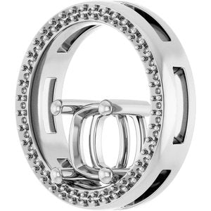 10K White Gold 7x7 mm Cushion Pendant Mounting – image 4