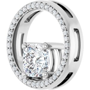 10K White Gold 7x7 mm Cushion Pendant Mounting – image 3