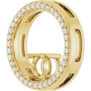 14K Yellow Gold 5.2 mm Round 1/6 CTW Natural Diamond Semi-Set Pendant – image 4