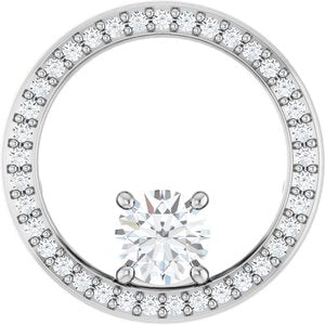 Sterling Silver 5.2 mm Round 1/6 CTW Natural Diamond Semi-Set Pendant