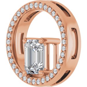 14K Rose Gold 7x5 mm Emerald Pendant Mounting – image 3