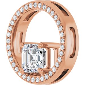 14K Rose Gold 6x6 mm Asscher Pendant Mounting – image 3