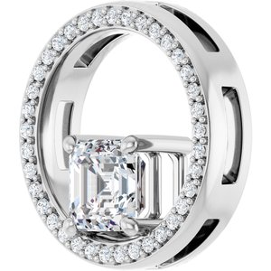 10K White Gold 6x6 mm Asscher Pendant Mounting – image 3