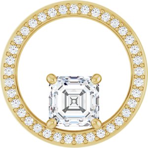 10K Yellow Gold 6x6 mm Asscher Pendant Mounting