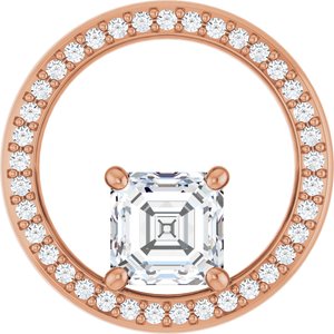 10K Rose Gold 6x6 mm Asscher Pendant Mounting