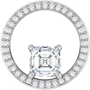 Sterling Silver 6x6 mm Asscher Pendant Mounting