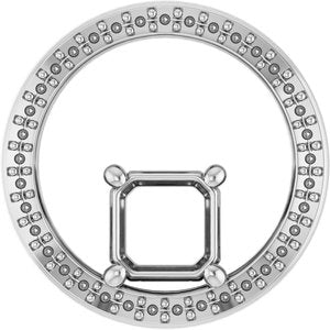 14K White Gold 6x6 mm Asscher Pendant Mounting – image 2