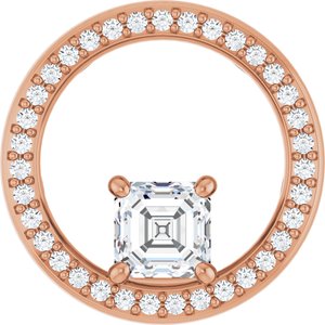 10K Rose Gold 5x5 mm Asscher Pendant Mounting